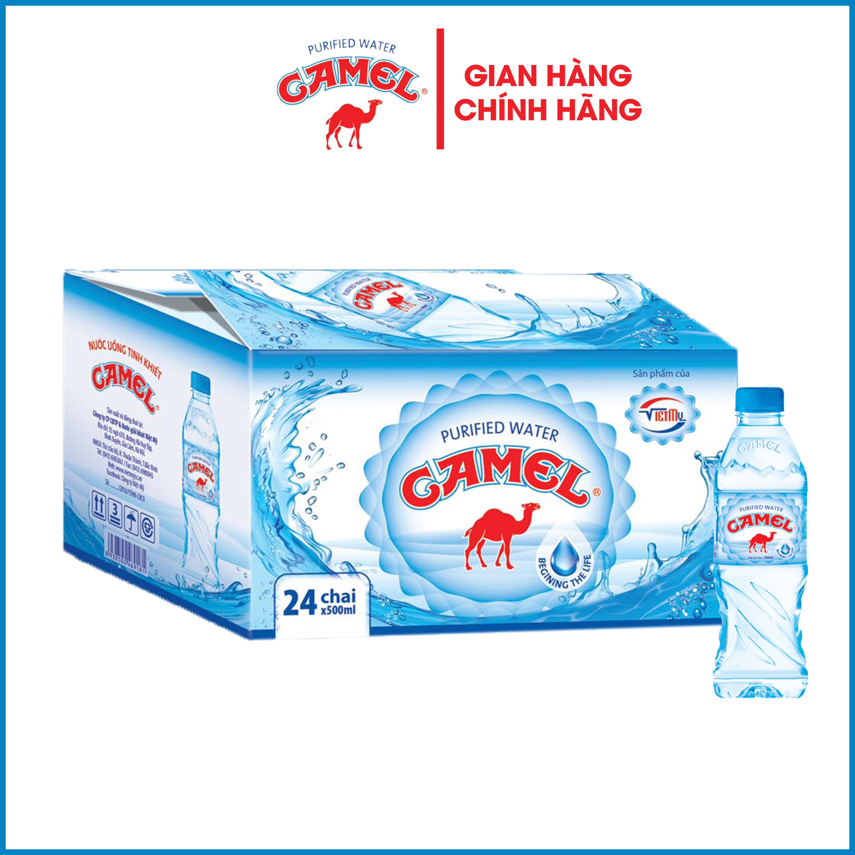 Nước uống tinh khiết Camel thùng 24 chai x 500ml