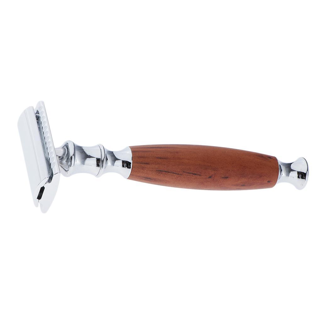 Wood Handle Double Edge Shaving Grooming Tool Brown
