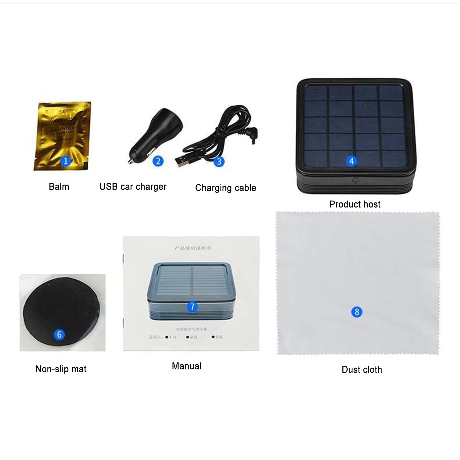 Máy lọc không khí, khử mùi ô tô năng lượng mặt trời Solar USB Car Charger Air Purifier BL-101