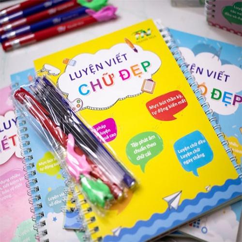 Bộ tô nét, chữ, số thông minh tự xóa- set 3c kèm bút ngòi và cá định vị - Thanh Nga
