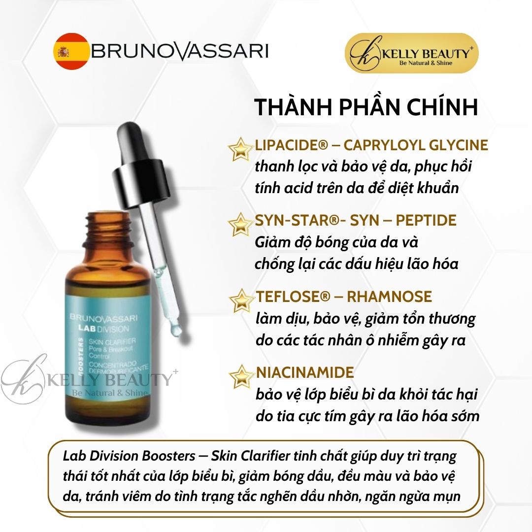 Tinh Chất Kiềm Dầu Ngừa Mụn Lab Division Boosters Skin Clarifier - Bruno Vassari | Kelly Beauty