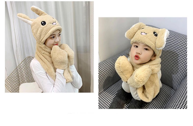 Mũ thỏ tai trắng giật giật siêu vui nhộn vải nhung Cotton cho các bé trai và bé gái