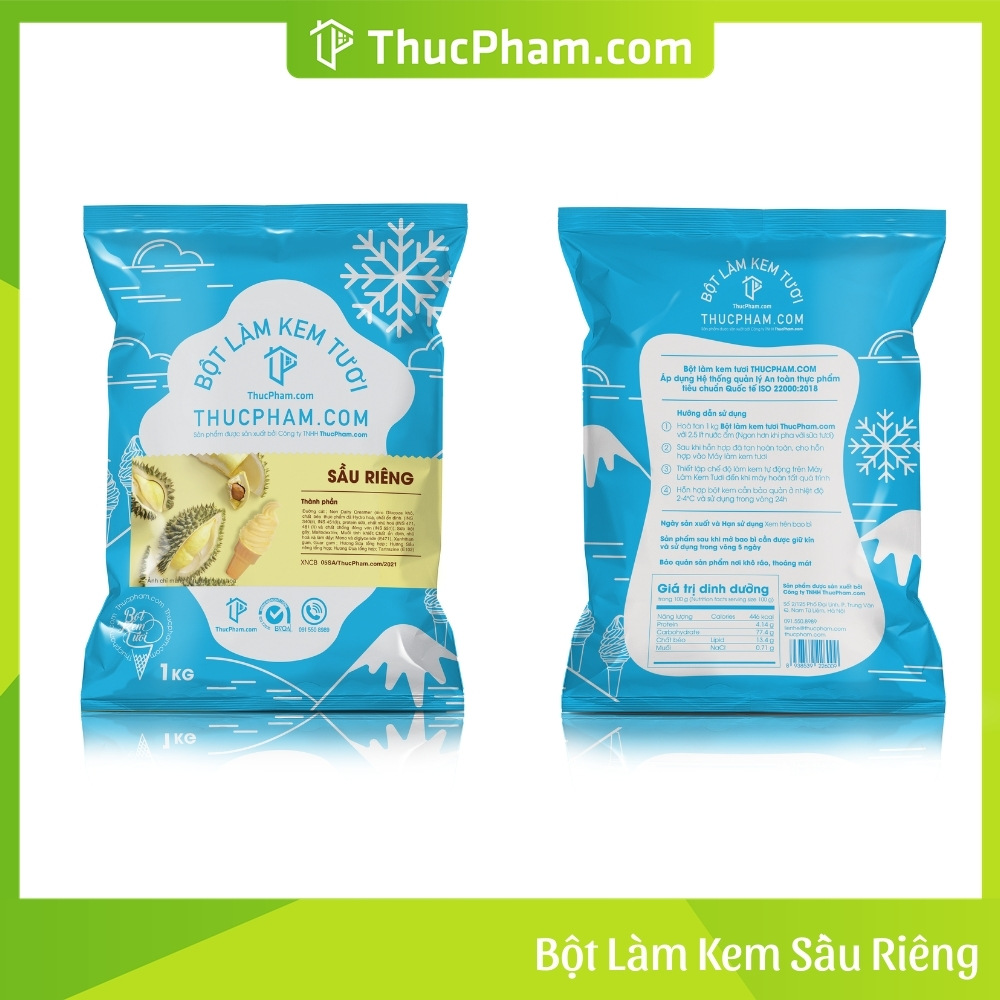 Bột Làm Kem Tươi THUCPHAM.COM Vị Sầu Riêng 1kg - Công Thức Độc Quyền Hương Vị Mới, Không Gắt, Không Hắc