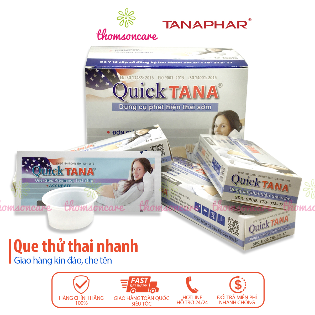 Que thử thai nhanh QUICKTANA - Luôn che tên khi giao hàng - Test nhanh, chính xác