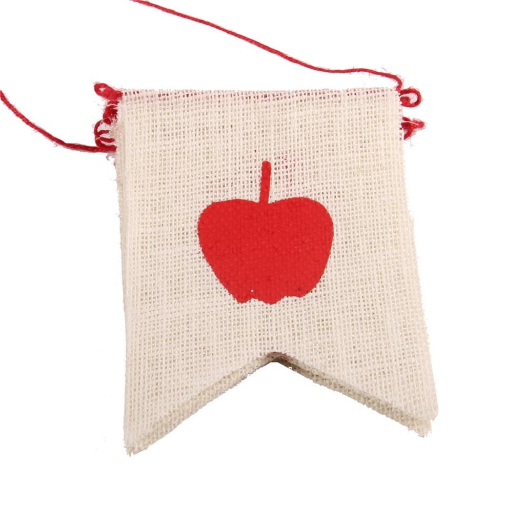 Back To School Banner with Red Apple - First Day of School- Classroom Decor