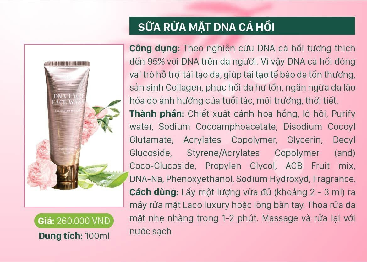 Sữa Rửa Mặt -  DNA Laco Face Wash 30ml cá hồi