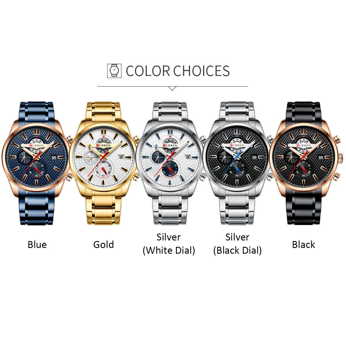 Đồng hồ đeo tay Quartz Man CURREN 8352 dành cho nam có ba mặt số phút giây - Mặt số màu trắng bạc