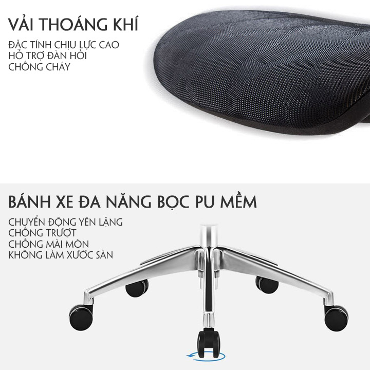 Ghế Công Thái Học Ergonomic Cao Cấp M084 Cho Văn Phòng, Bọc Full Lưới Có Tựa Đầu Điều Chỉnh
