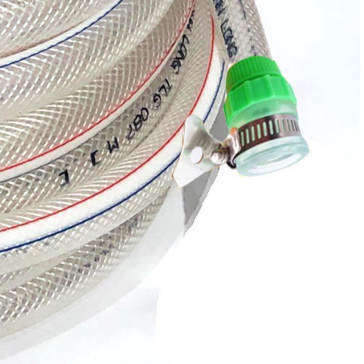 ️ Bộ dây và vòi xịt tăng áp lực nước 300% rửa xe tưới cây 318498 - dây trắng - nối xanh