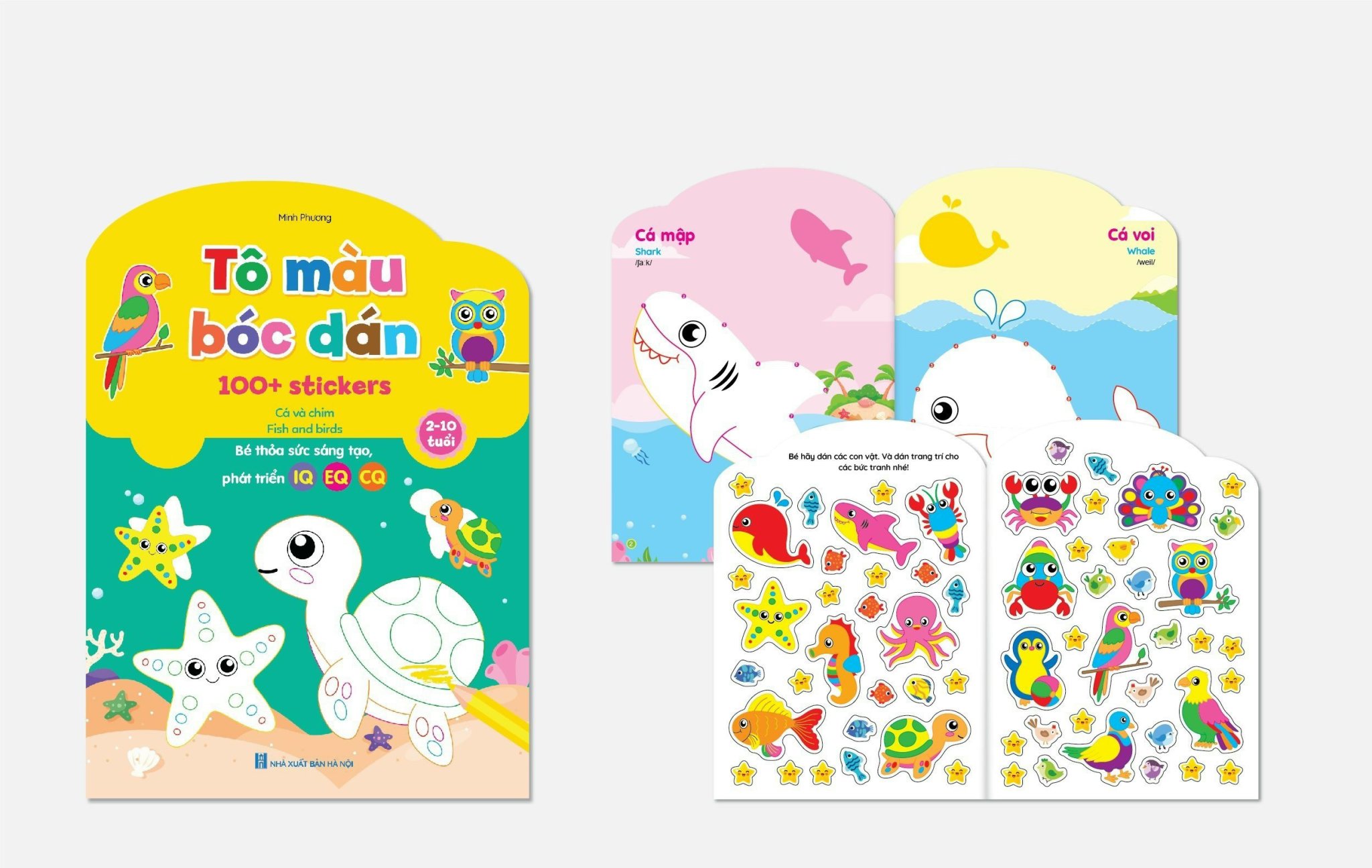 (Bản mới nhất) Bộ 6 cuốn Tô màu bóc dán 100+ stickers (song ngữ Anh – Việt) - Cho bé thỏa sức sáng tạo, phát triển IQ - EQ - CQ