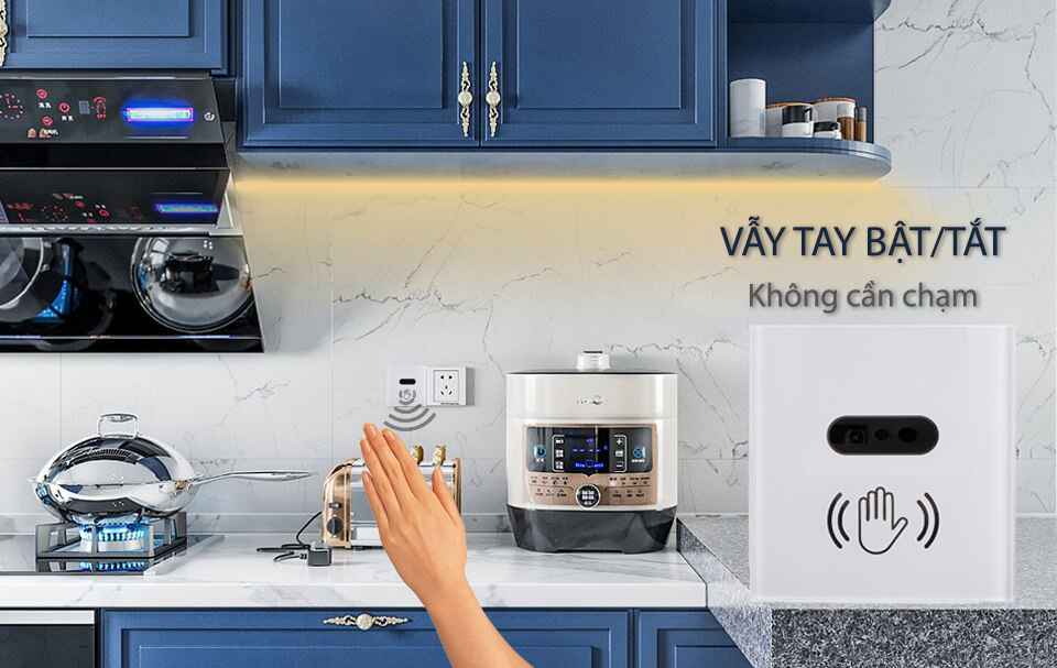 Mặt công tắc cảm biến tiệm cận bật tắt đèn bằng cách vẫy tay không chạm