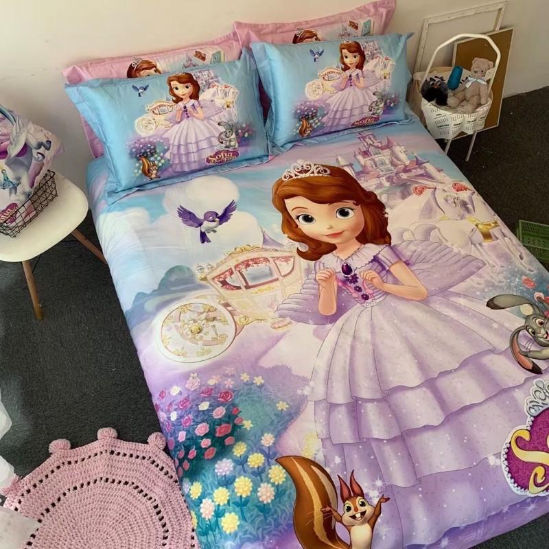 Bộ Chăn Ga Gối Cotton Disney 100%cotton Hàng Nhập Khẩu Cao Cấp 4 Món Hoạt Hình Công Chúa Ngộ Nghĩ