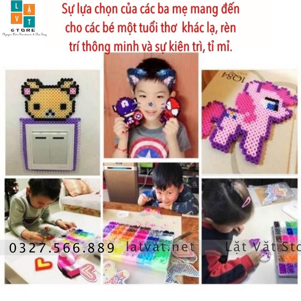 Bộ 2400 hạt nhựa gồm 24 màu và dụng cụ cơ bản, hama beads, perler bead, hạt đậu thần kì, đồ chơi trí tuệ