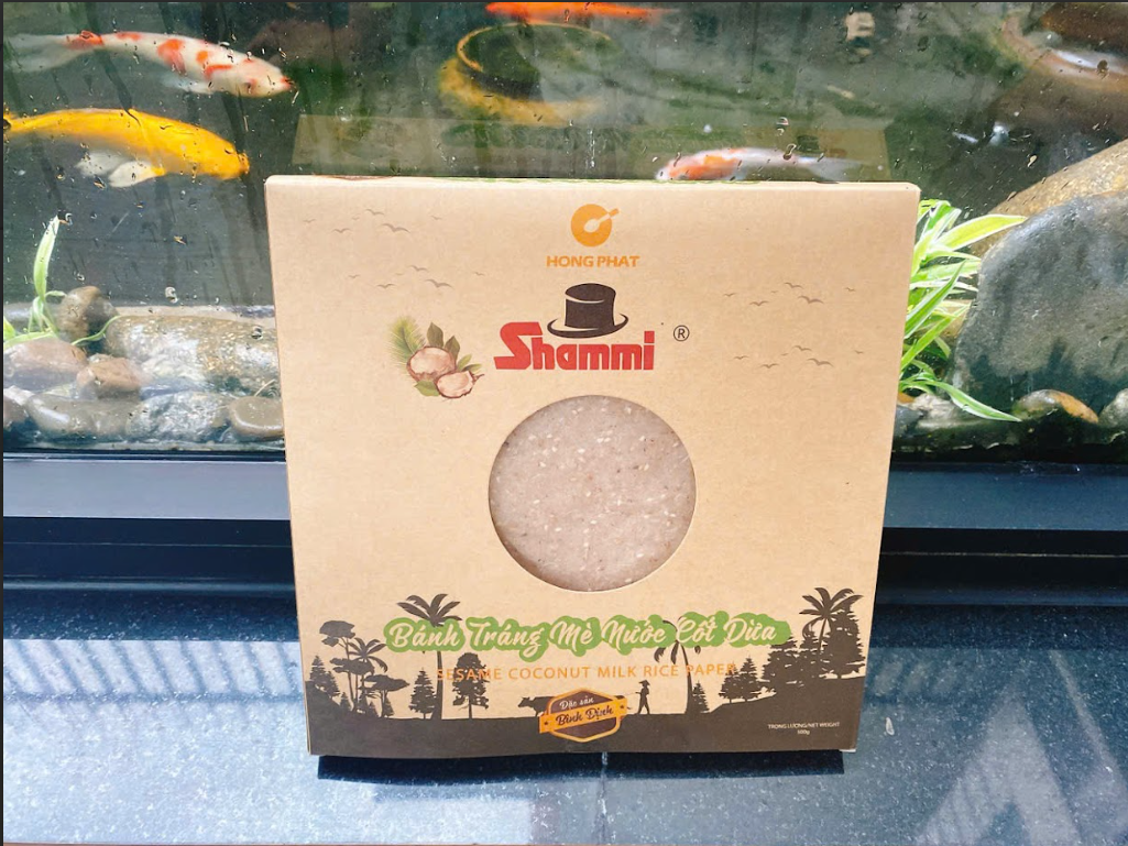 Thùng Bánh tráng nước dừa hình tròn hộp 500g (Bánh tráng nướng mè nước cốt dừa đặc sản Bình Định khoảng 12-14 cái)