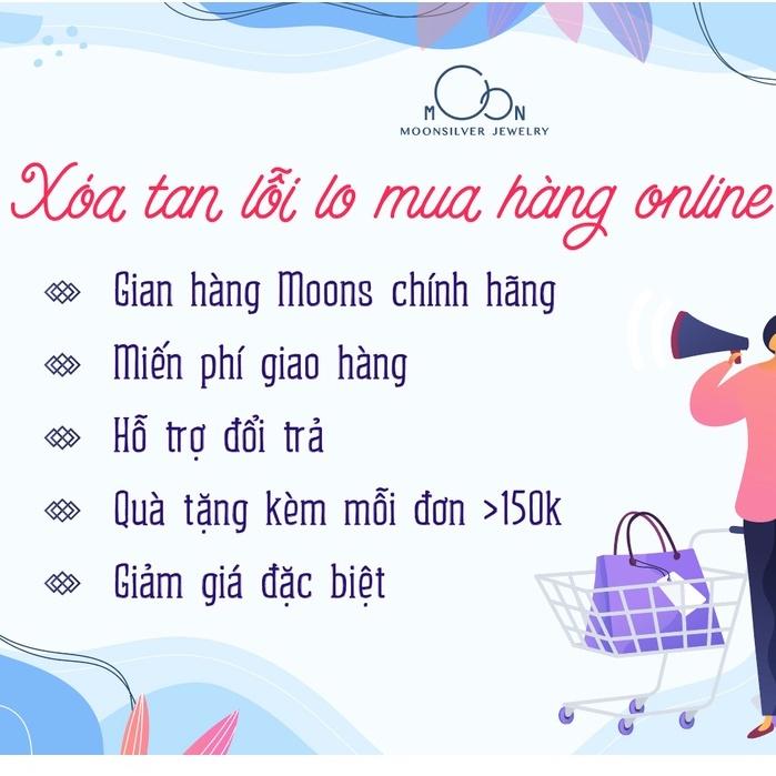 Khuyên tai nữ bông tai bạc ý 925 hoa nhỏ 4 cánh đính đá xinh xắn dạng nụ - moonsilver