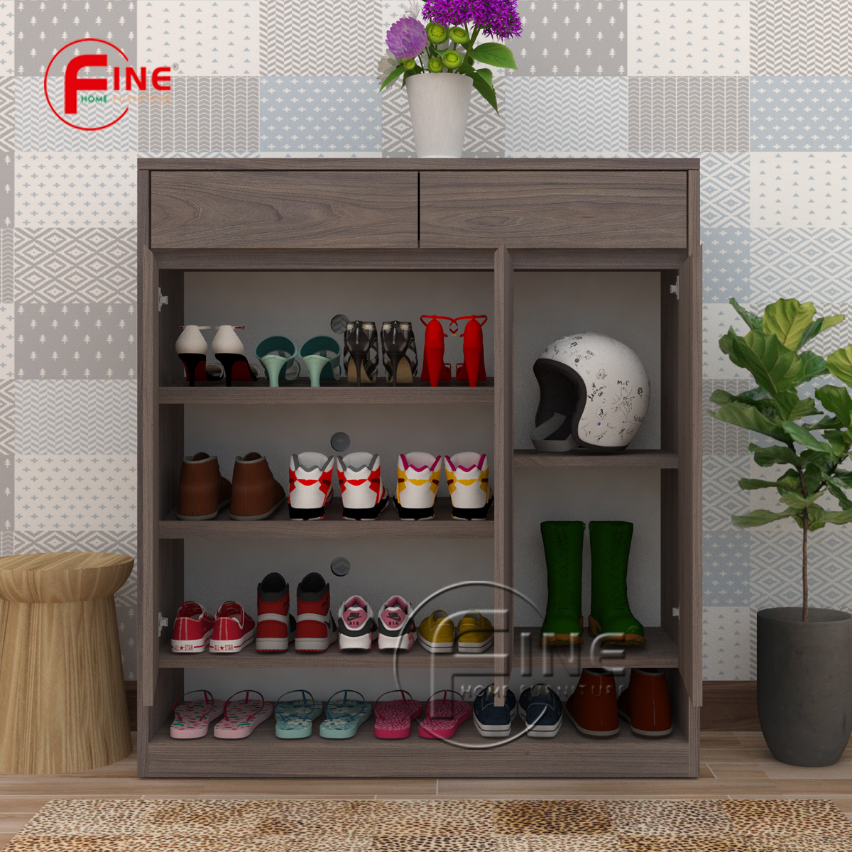 Tủ Giày Dép FINE hiện đại sang trọng phong cách thời trang FTG020 phù hợp cho Căn Hộ, Nhà Phố