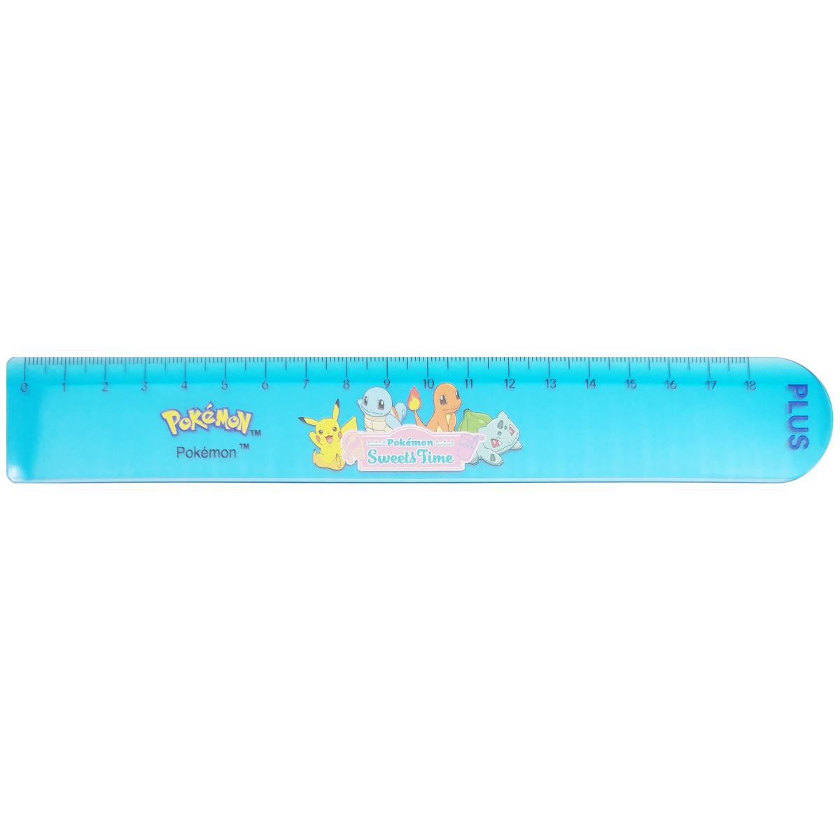 Thước Nhựa 18 cm Pokemon - Plus 900-V063 - Màu Xanh Dương