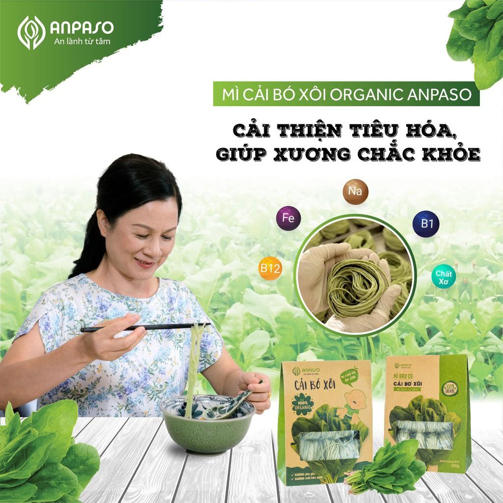 Mì Rau Củ Cải Bó Xôi Hữu Cơ Organic Anpaso, giảm cân, eat clean, ăn chay, không chiên nóng 300g