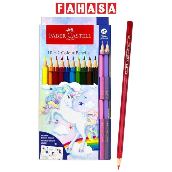 Hộp 12 Chì Màu Khô (10 Basic + 2 Pastel) - Unicorn - Faber-Castell 115127