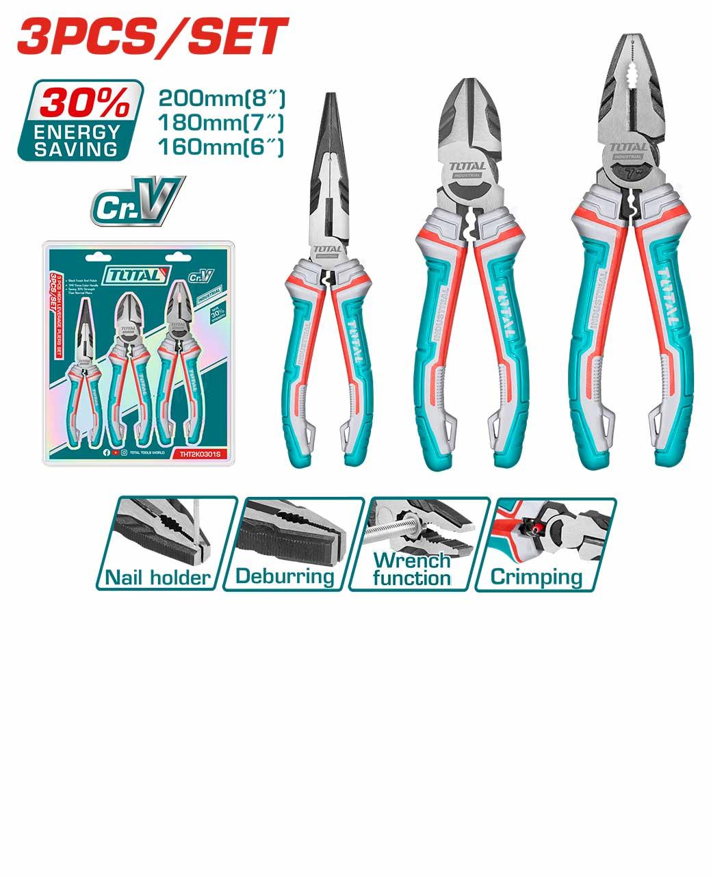 BỘ 3 CÂY KÌM ĐIỆN CAO CẤP TOTAL THT2K0301S - HÀNG CHÍNH HÃNG