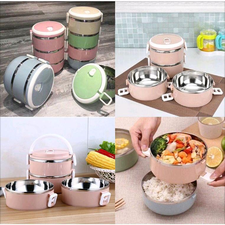 Hộp Cơm Giữ Nhiệt Lúa Mạch 4 Tầng Ruột Inox, Cặp Lồng Đựng Cơm Văn Phòng, Cà Men Giữ Nhiệt Tiện Dụng.