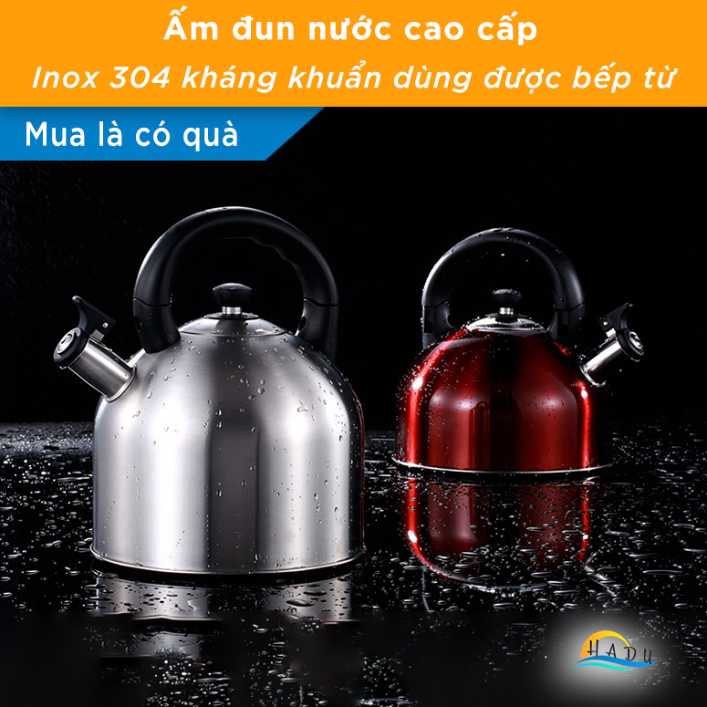 Ấm Đun Nước Bếp Từ Inox 304 3 Lít Đáy 5 Lớp Cao Cấp Sôi Đạt Chất Lượng Đức CCKO