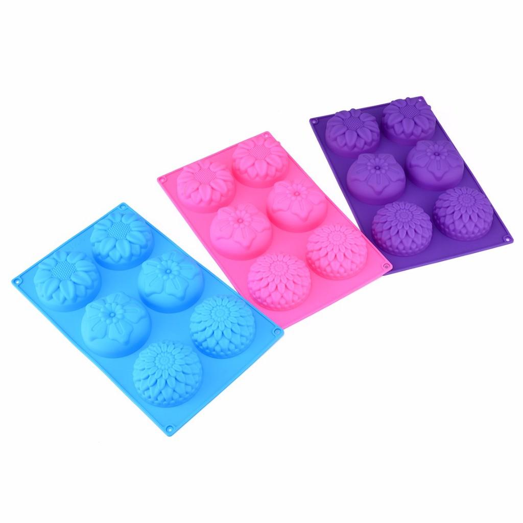 Khuôn silicone tạo hình hoa làm bánh kẹo 6 ngăn đa dụng