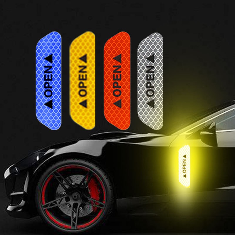 Bộ 4 DECAL dán OPEN phản quang báo mở cửa ô tô