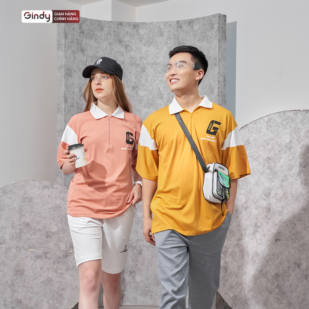 Áo thun polo nam nữ form rộng GINDY phông unisex thời trang Hàn Quốc Local Brand A074