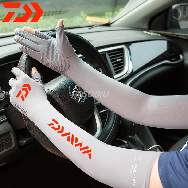 Mới Daiwa Găng Tay Chống Nắng UV Găng Tay Câu Cá Thoáng Khí Săn Bắn Chống Trơn Trượt Nhanh Khô Cắm Trại Đi Xe Đạp Ngón Tay Găng Tay Thể Thao