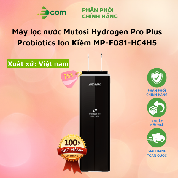 Máy lọc nước Hydrogen Plus Ion Kiềm Mutosi MP-F081-HC4H5 - Hàng chính hãng, Công nghệ điện phân có màng ngăn, Bảo hành tại nhà.