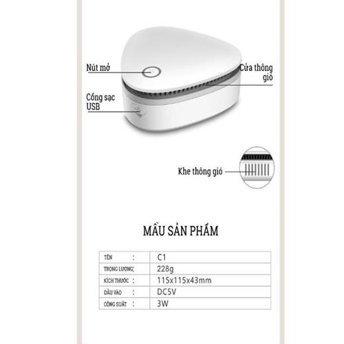 Máy khử mùi,lọc không khí diệt khuẩn công nghệ ozone Tủ Lạnh, ô tô, nhà tắm, phòng bếp quần áo, tủ giày dép