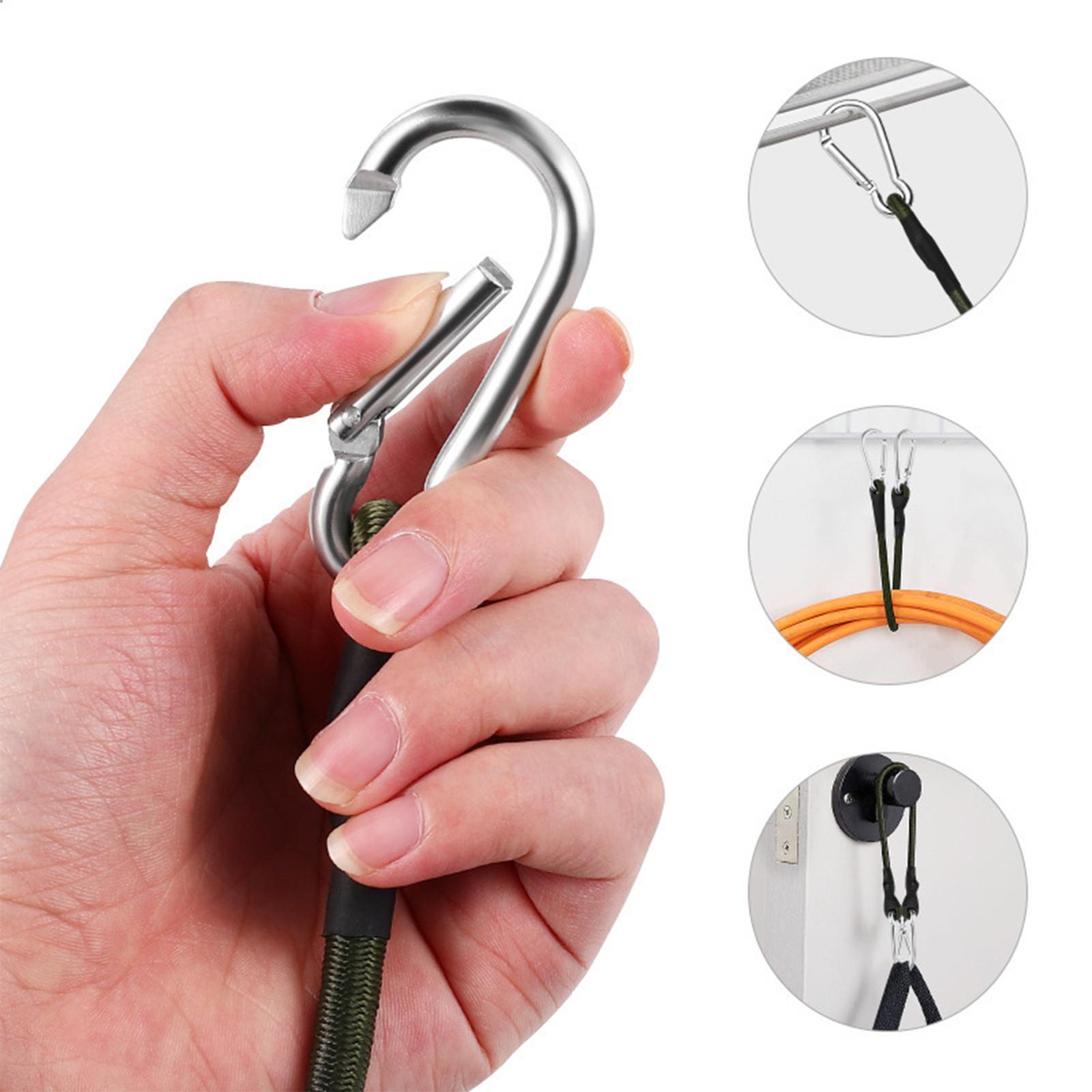 Bungee Cords with Carabiner Hooks Elastic Rope Luggage Straps Multifunction Sturdy Bungee Rope Ties for Outdoor Camping Motorcycle Accessory