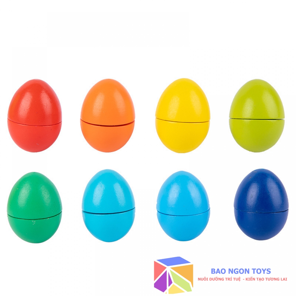 ĐỒ CHƠI TRỨNG GỖ GHÉP HÌNH GIÚP BÉ HỌC HÌNH DẠNG, MÀU SẮC, MATCHING EGG SET FOR KIDS DG160