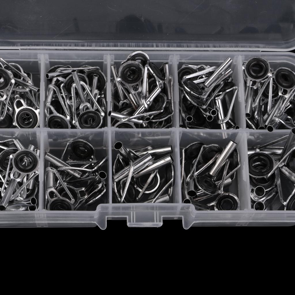 80Pcs/box Heavy Duty Sea Boat Fishing Rod Guides Top Tips Pole Rod Eye Rings