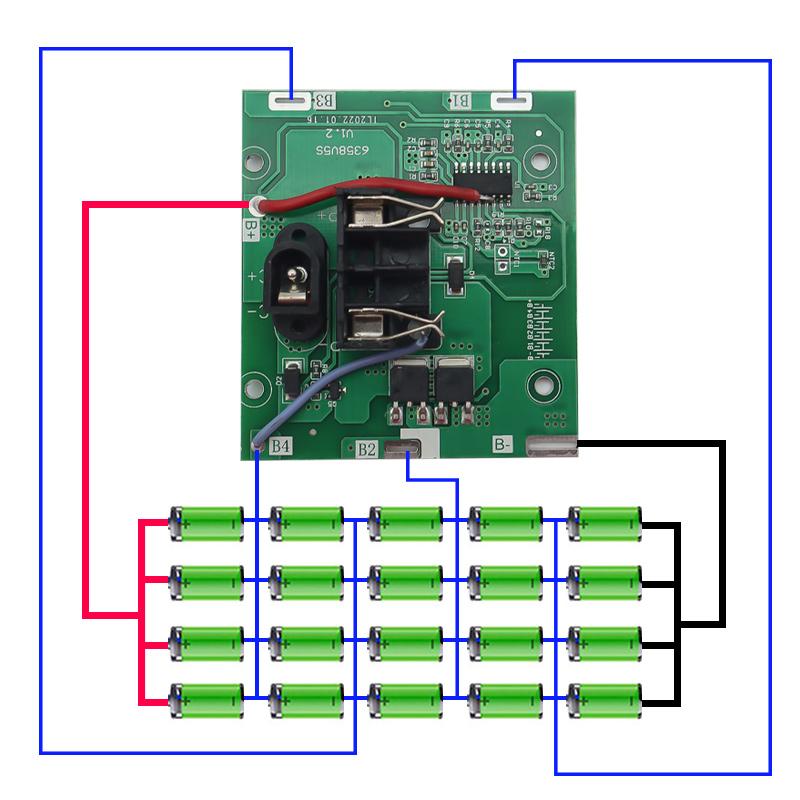 20 X 18650 WA3550 Hộp đựng pin Li-ion Bảng mạch bảo vệ sạc PCB cho Vỏ vỏ Worx 21V WA3551 WA3572 WA3590 Màu sắc: PCB