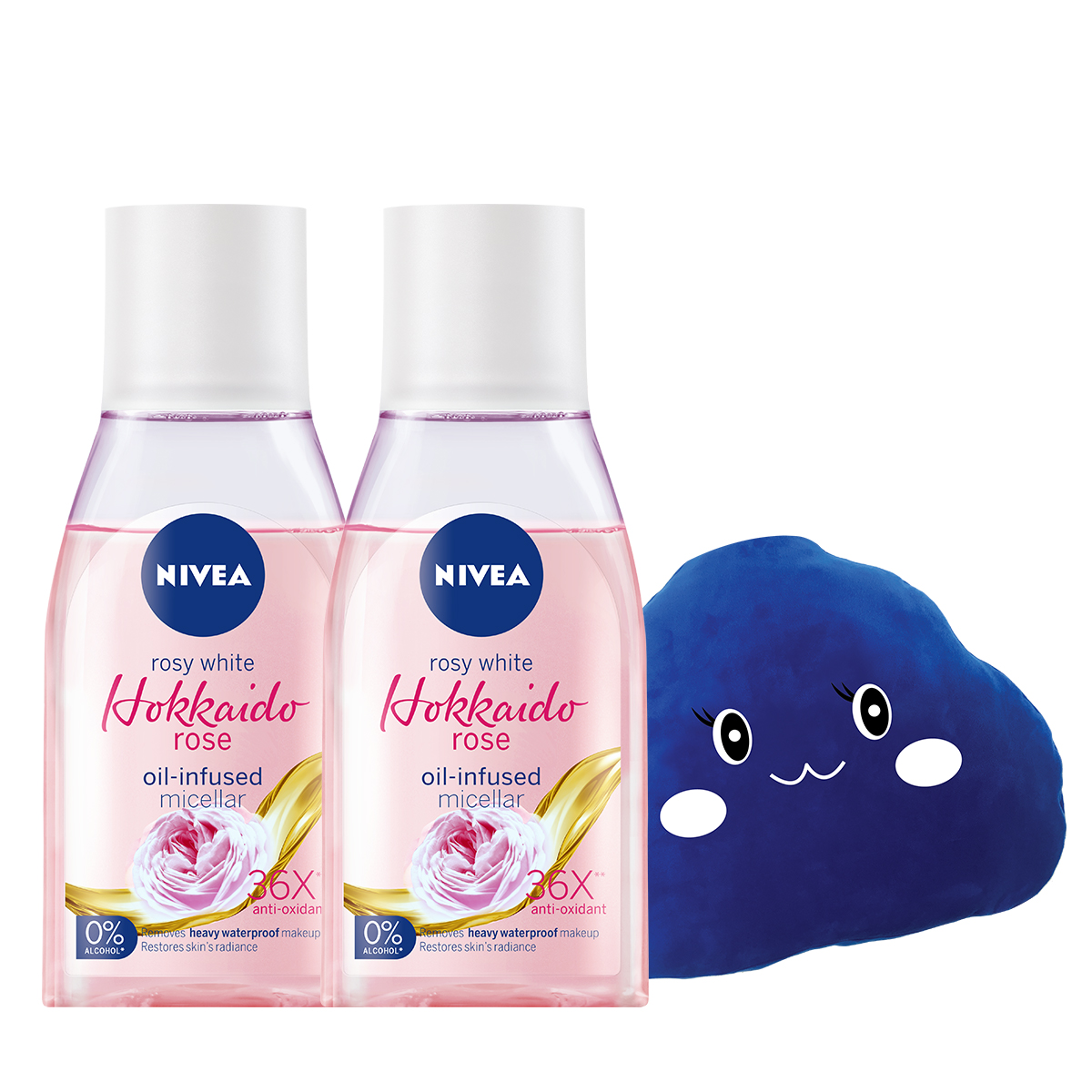 Combo 2 Nước Tẩy Trang NIVEA Chiết Xuất Hoa Hồng Hokkaido (125ml) - 84998 (TẶNG GỐI BỌT BÔNG SIÊU MỀM MỊN)