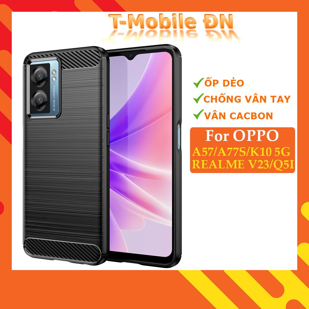 Ốp lưng cho Oppo A57 A77S K10 5G Realme V23 Q5i mềm Carbone phay xước chống sốc chống vân tay