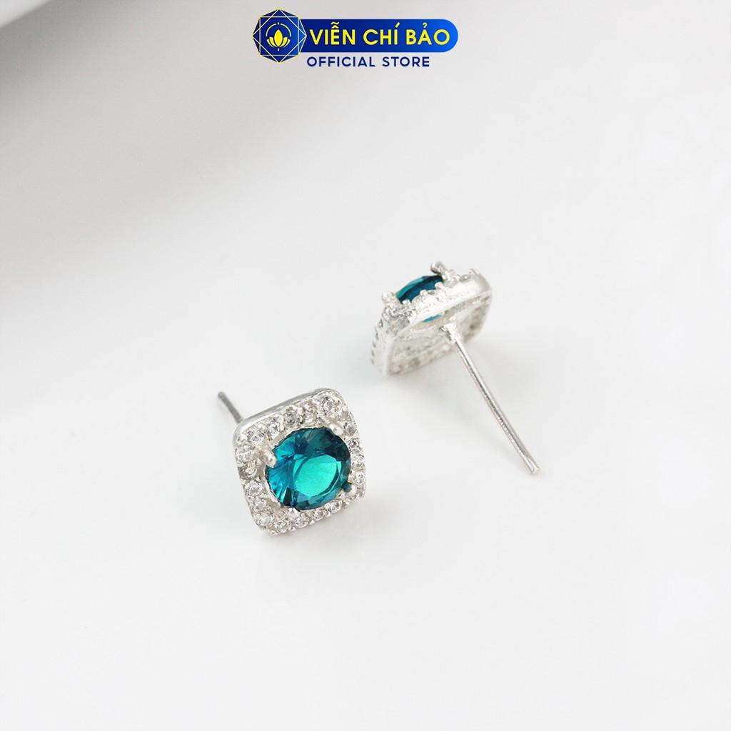 Bông tai bạc nữ vuông nhiều màu chất liệu bạc 925 thời trang phụ kiện trang sức nữ Viễn Chí Bảo B400023