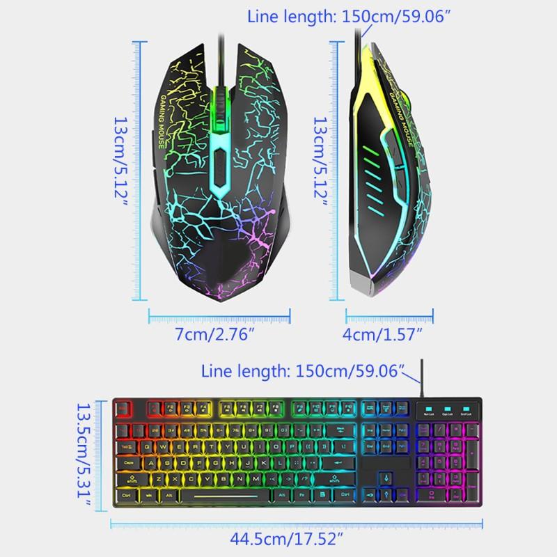Combo Bàn Phím + Chuột T6 + Dây Cắm Usb + Đèn Led Rgb