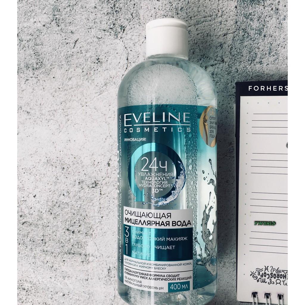 Nước Tẩy Trang Eveline Facemed + 3 in 1 Cosmetics Hyaluronic Micellar Water Tẩy Sạch - Giữ Ẩm 100ml - 400ml