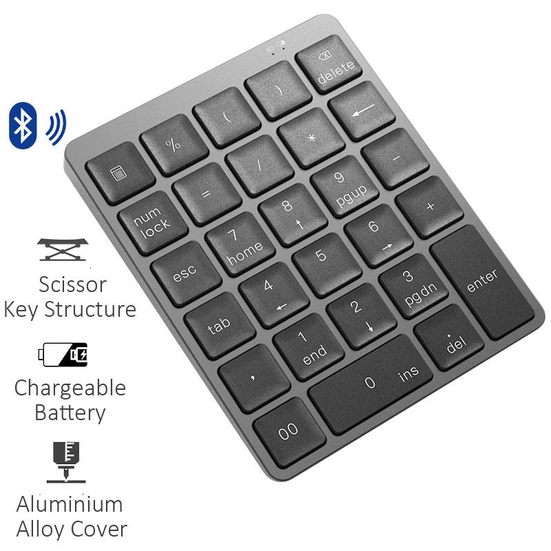 Không Dây Số Bàn Phím Bluetooth Bàn Phím Số Teclado Mecanico Hợp Kim Nhôm Dành Cho Windows Laptop Máy Tính Bảng Android Máy Tính Để Bàn