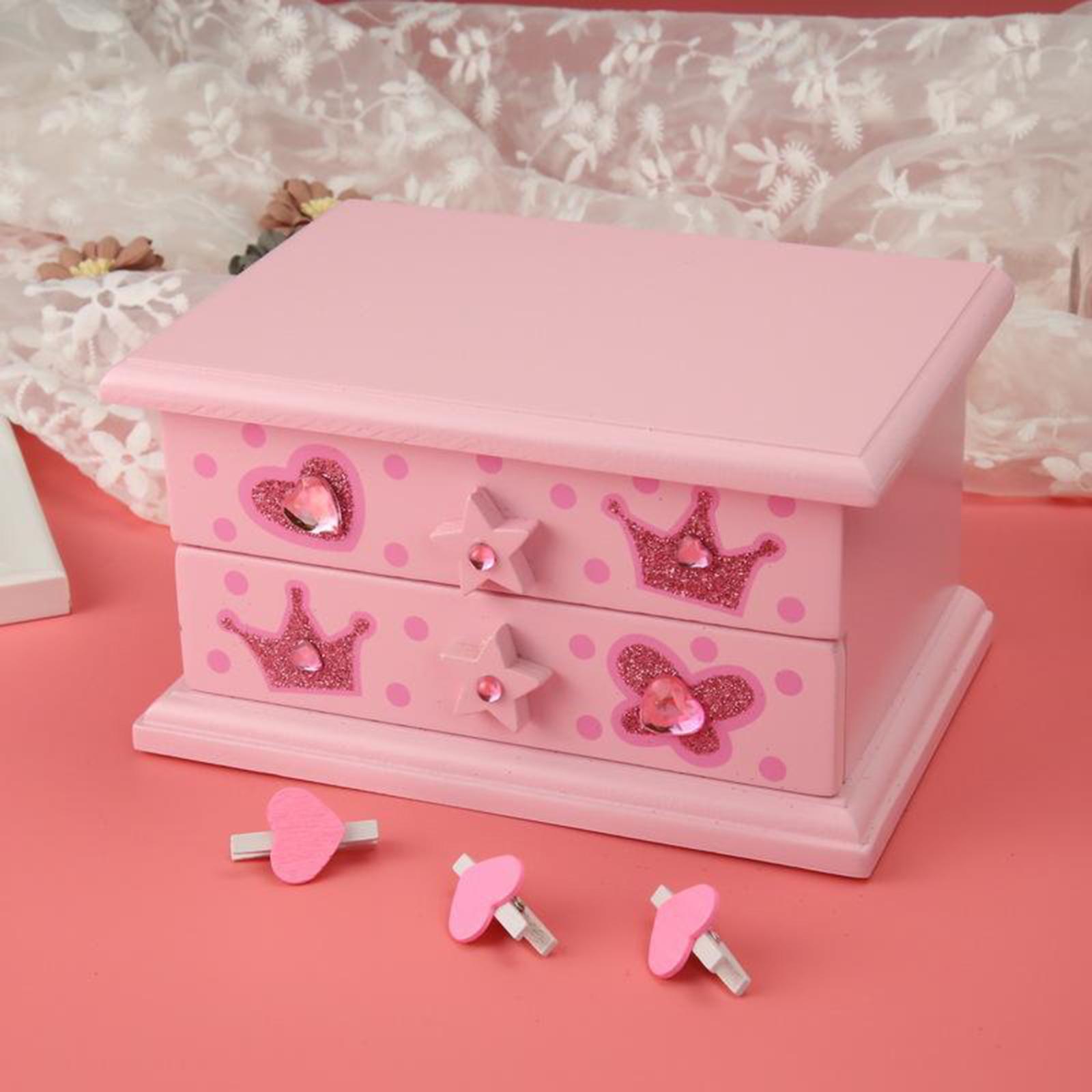 Wind-Up Music Jewelry Box Storage Organizer Case Holder Decorative Wedding