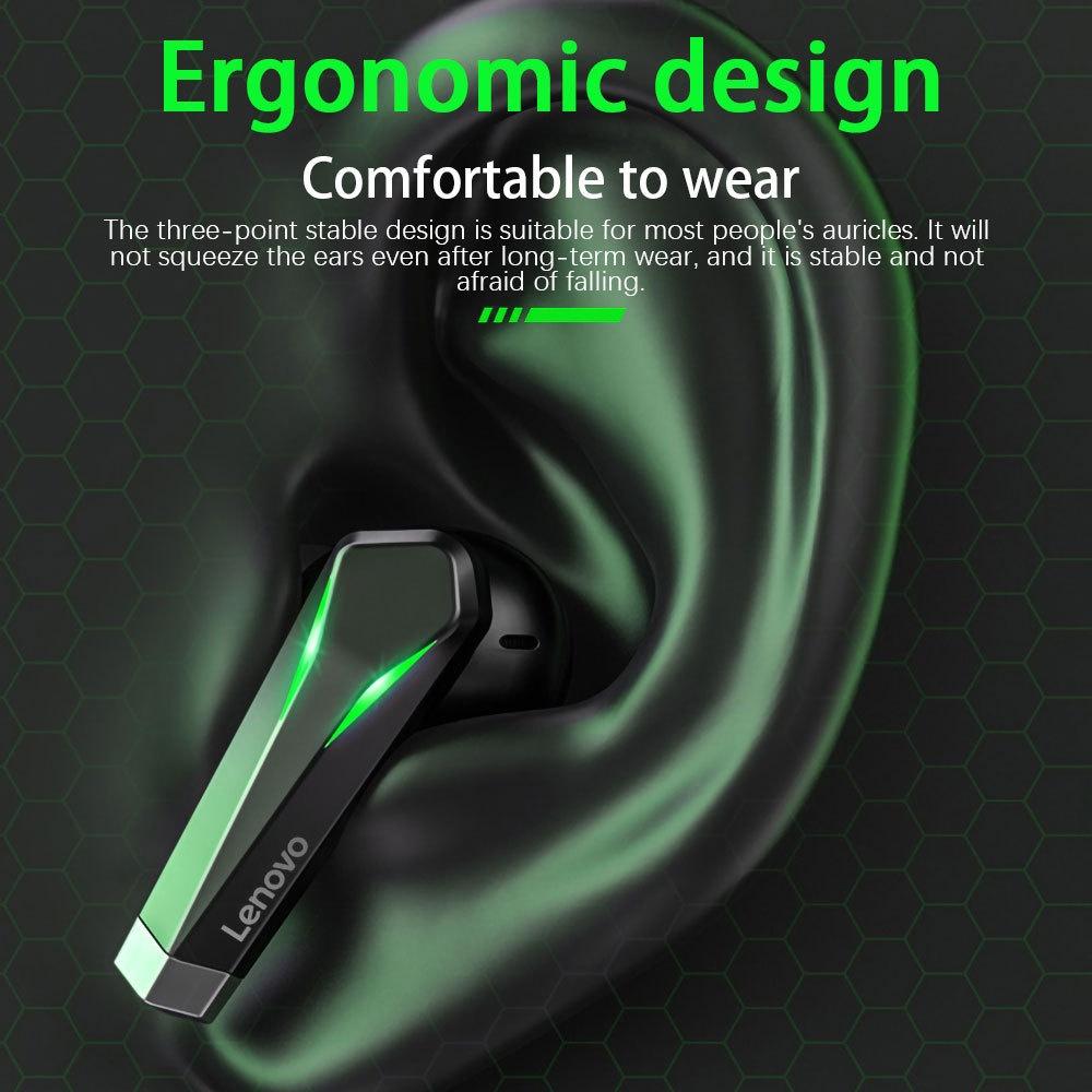 Lenovo GM1 Bluetooth Gaming Earphone Stereo Sound Lntelligent Noise Reduction Pleasant Sound Waterproof Touch Control Low Latency With Mic-Hàng chính hãng