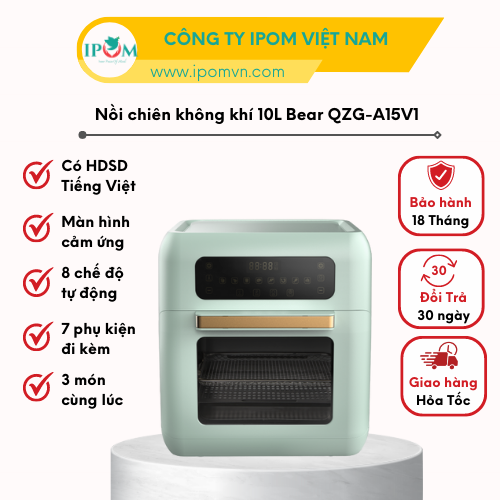 Nồi Chiên Không Dầu Bear 10L Kiểu Dáng Lò Chiên, Công Nghệ Air Bomb Chiên Không Dầu - A15V1 - Hàng Chính Hãng Bảo hành 18 Tháng