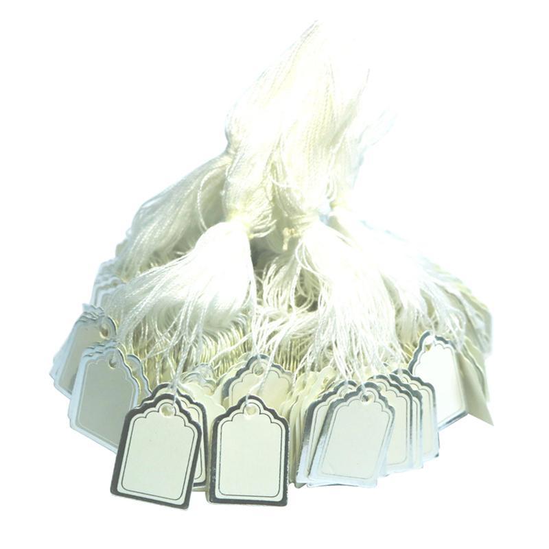 2000 Pieces White Blank Price Tag Labels Pre String Merchandise Paper Card