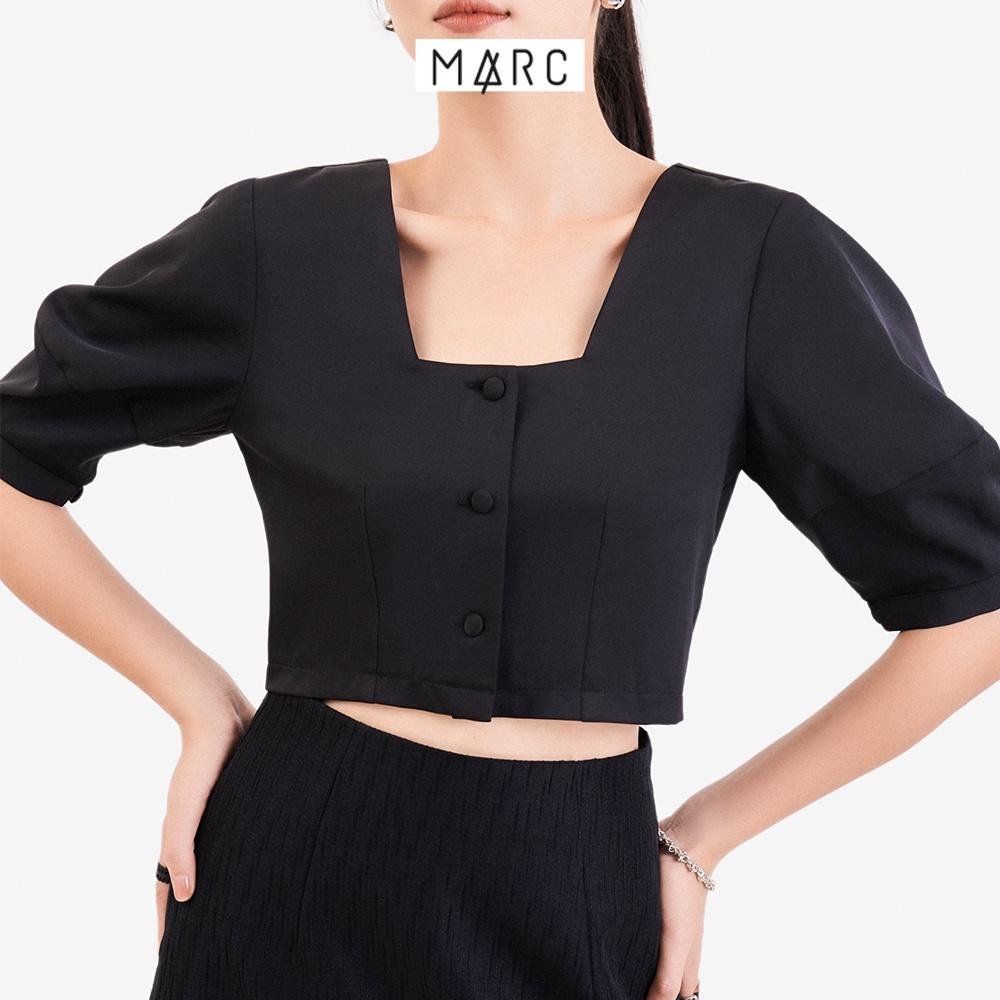 Áo kiểu croptop cổ vuông nữ MARC FASHION tay phồng cài nút CBNH080422