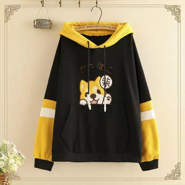 Áo nỉ hoodie nữ in hình chú chó Shiba kute KN01
