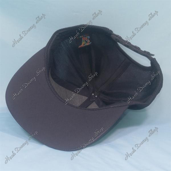 Nón hiphop nón Snapback trơn không logo không thêu vải cotton lưới - Đen Lưới Sọc