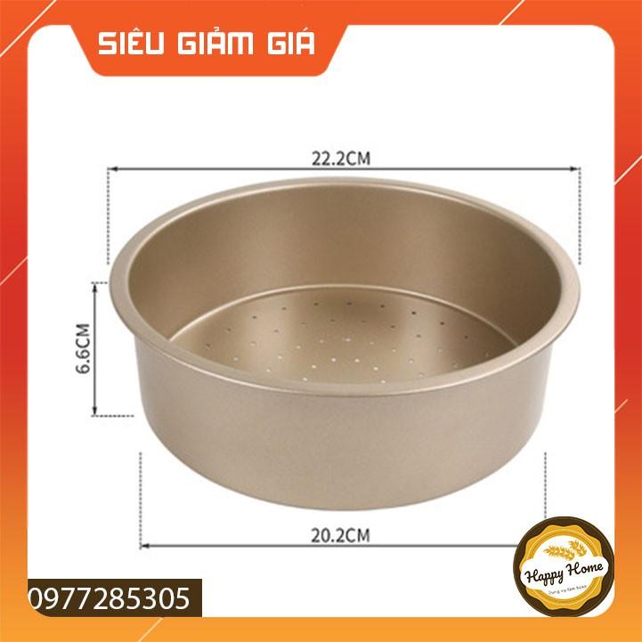 Khuôn tròn vàng nướng bánh chống dính đế liên dáy có đục lỗ 8 inch HÀNG MÓI VÈ